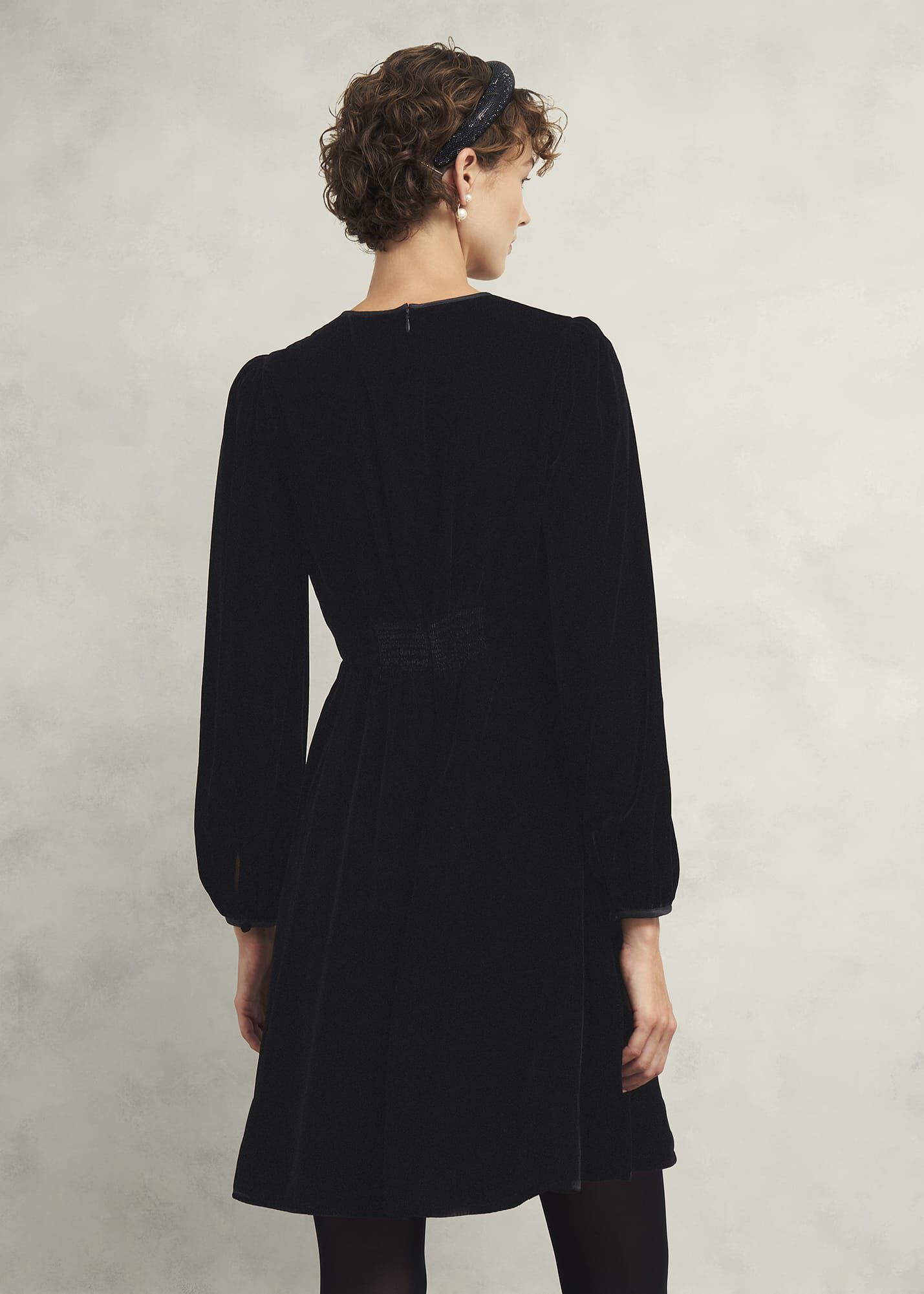 ASOS DESIGN velvet fold-over mini dress with angel sleeve in