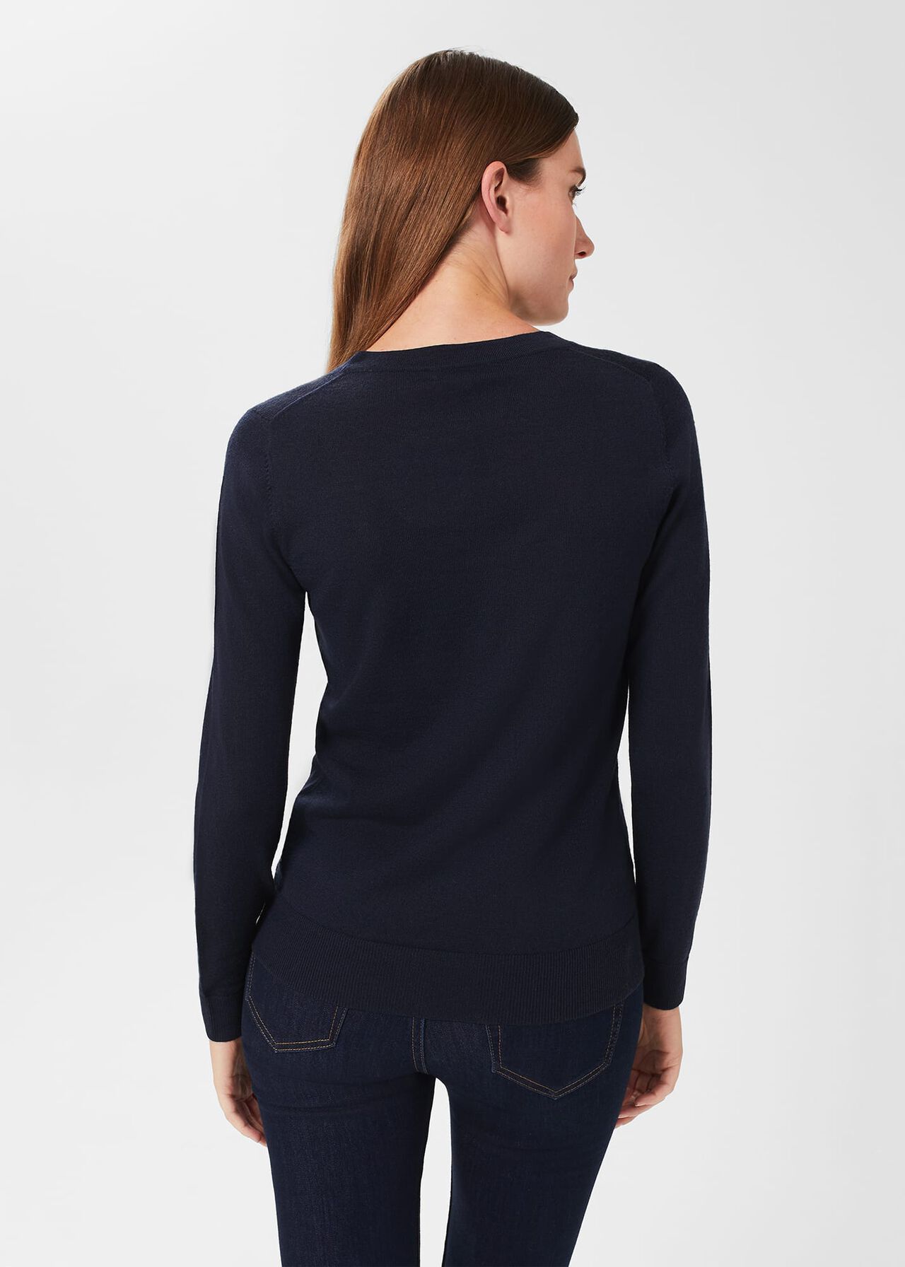 Penny Merino Wool Jumper, Navy, hi-res