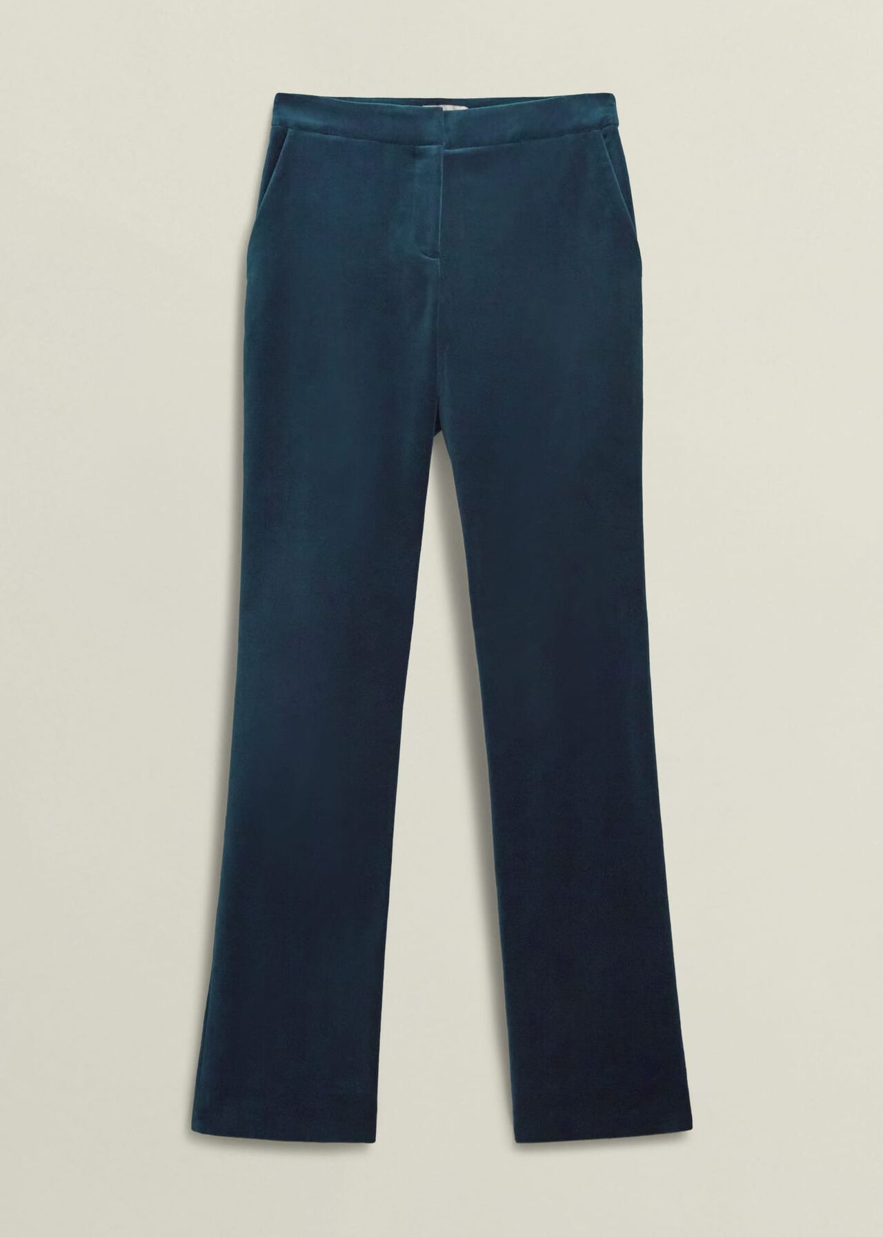 Luna Velvet Straight Trousers, Riverside Blue, hi-res