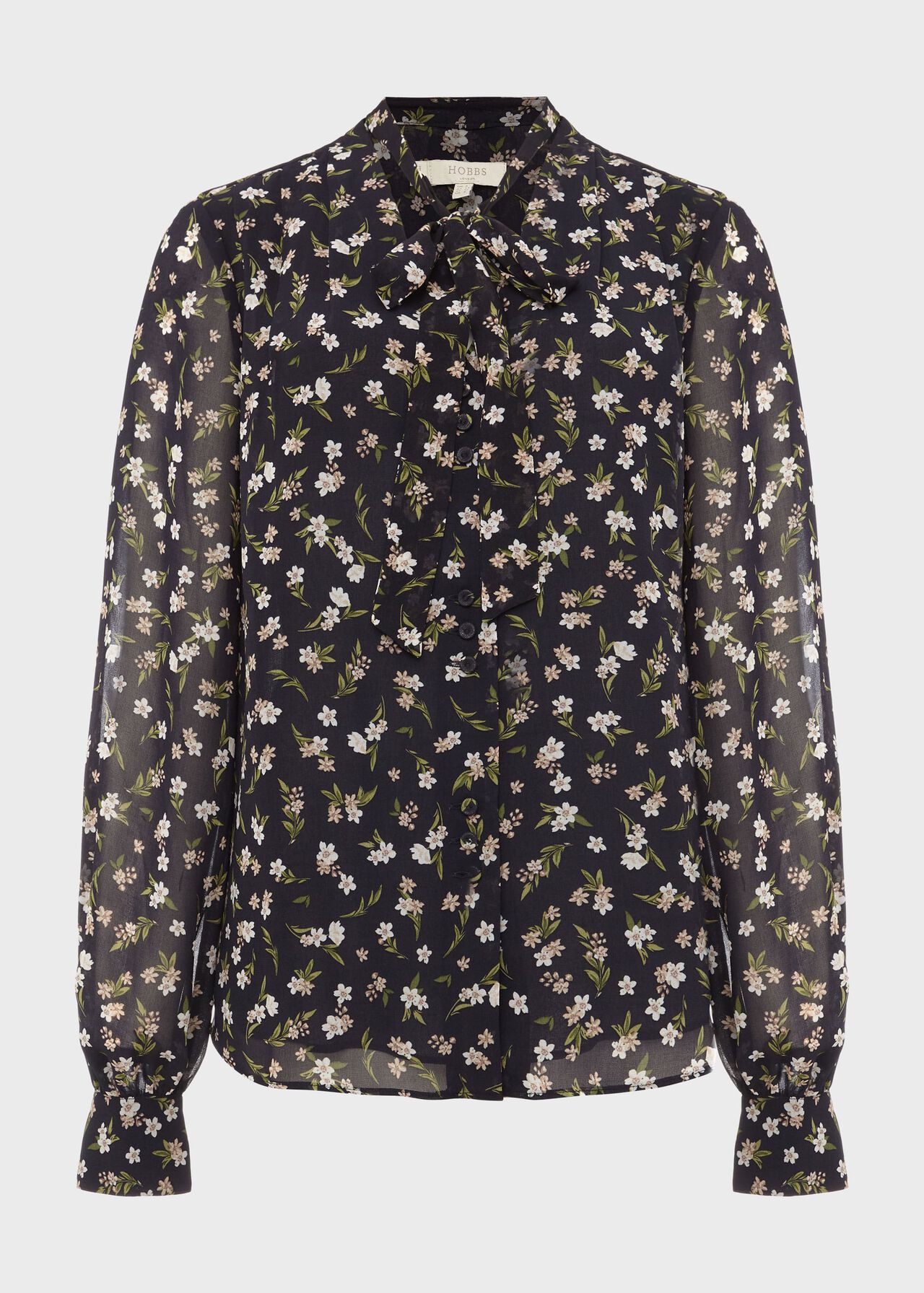 Mali Floral V Neck Blouse Navy Ivory