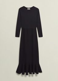 Lucilla Knitted Dress, Hobbs Black, hi-res