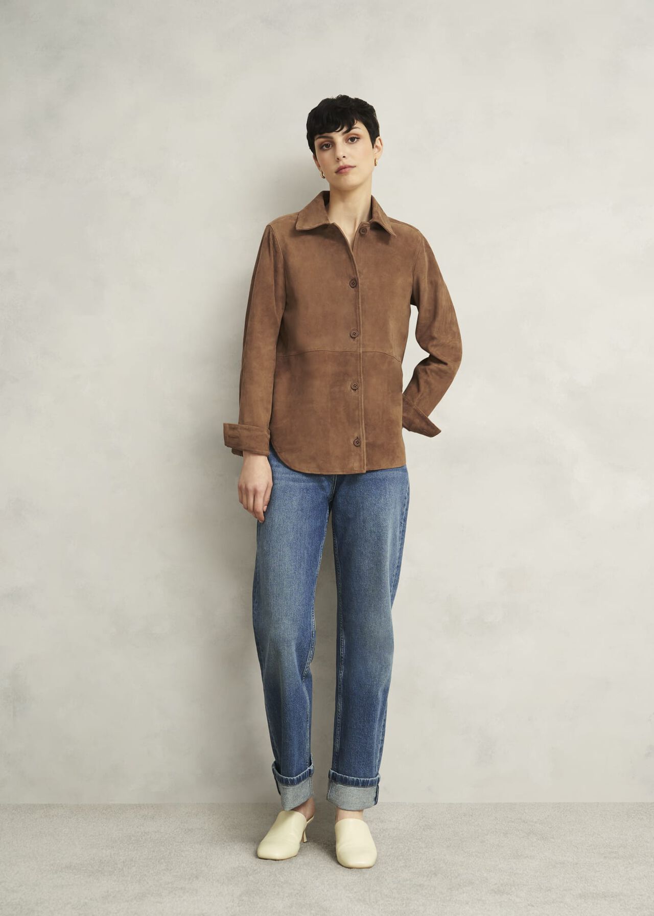Hever Suede Shirt, Tan, hi-res
