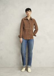 Hever Suede Shirt, Tan, hi-res
