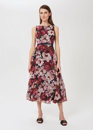 dress carly midi floral hobbs pink peony