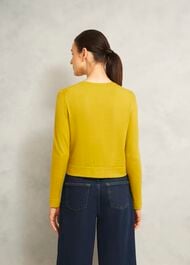 Michelle Cotton Cardigan, Gold Chartreuse, hi-res