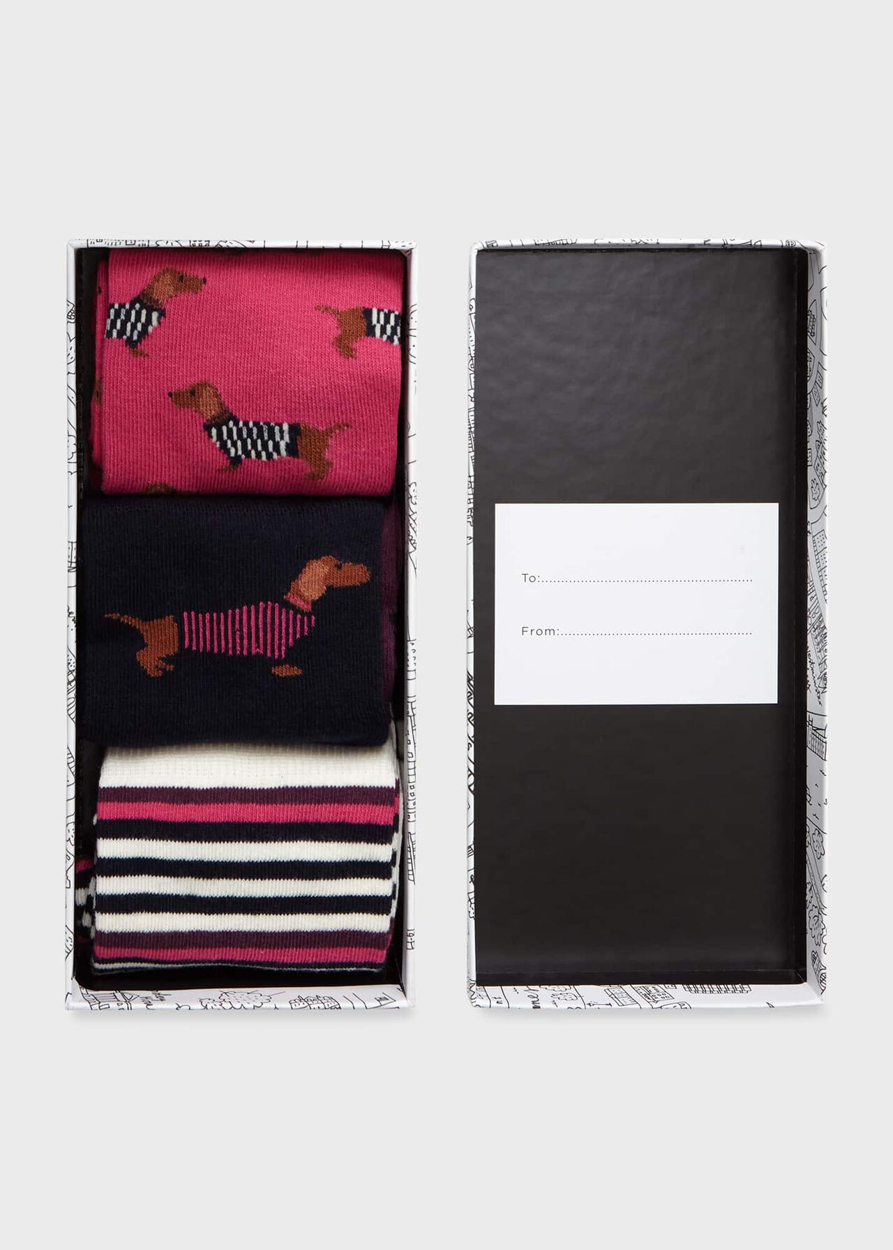Sausage Dog Sock Set, Berry, hi-res