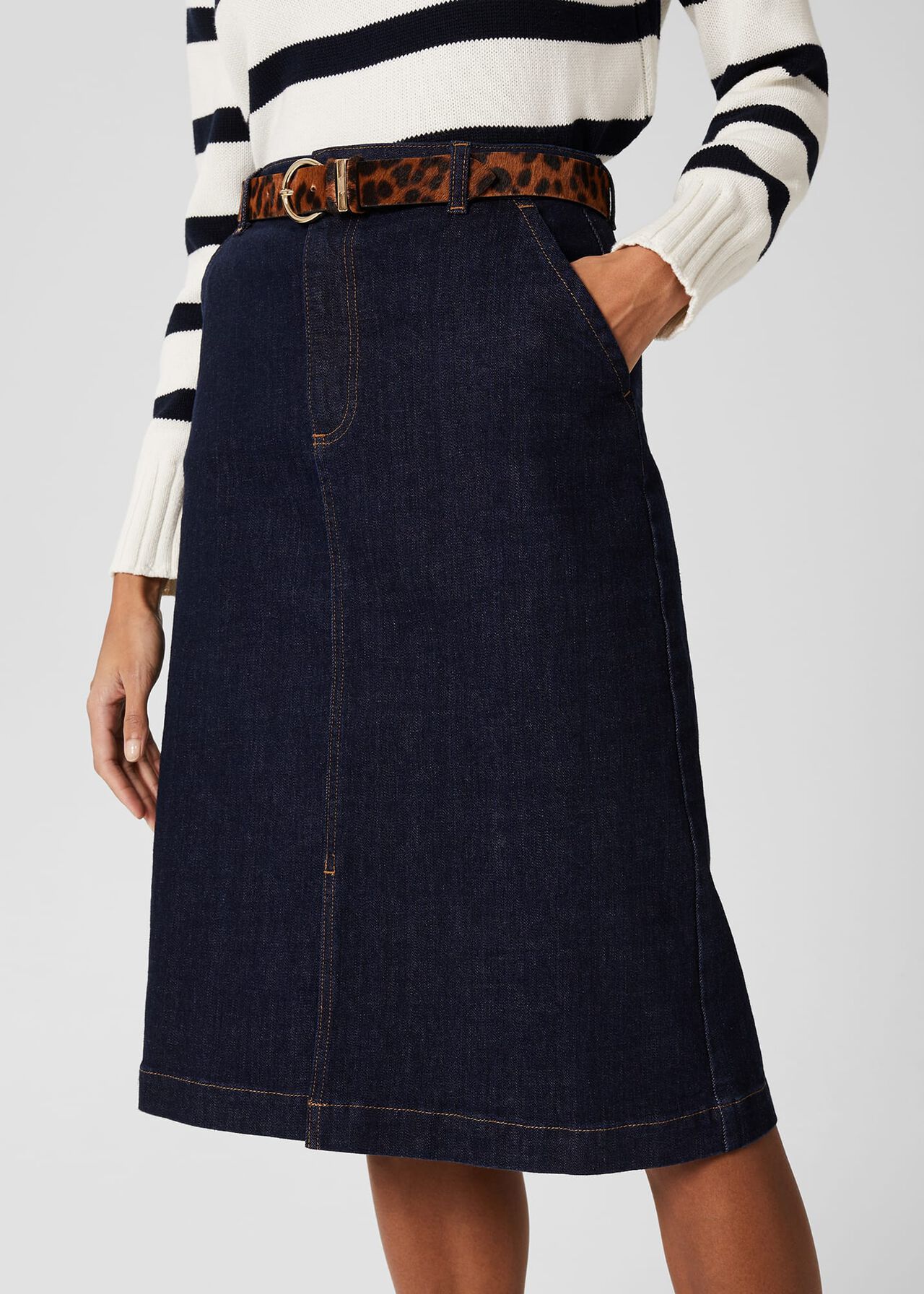 Spencer Denim Skirt, Indigo, hi-res