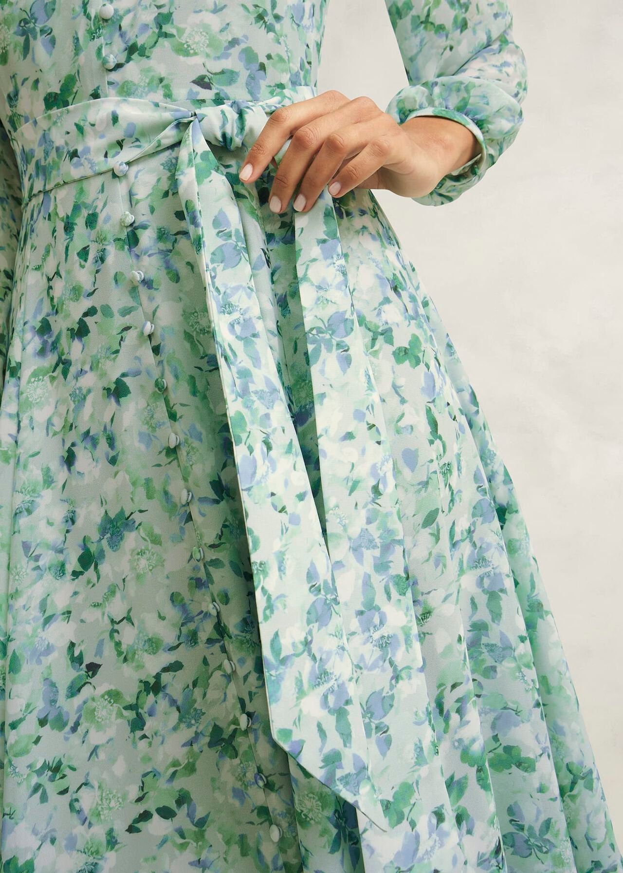 Petite Thea Tie Belted Dress, Sage Green, hi-res