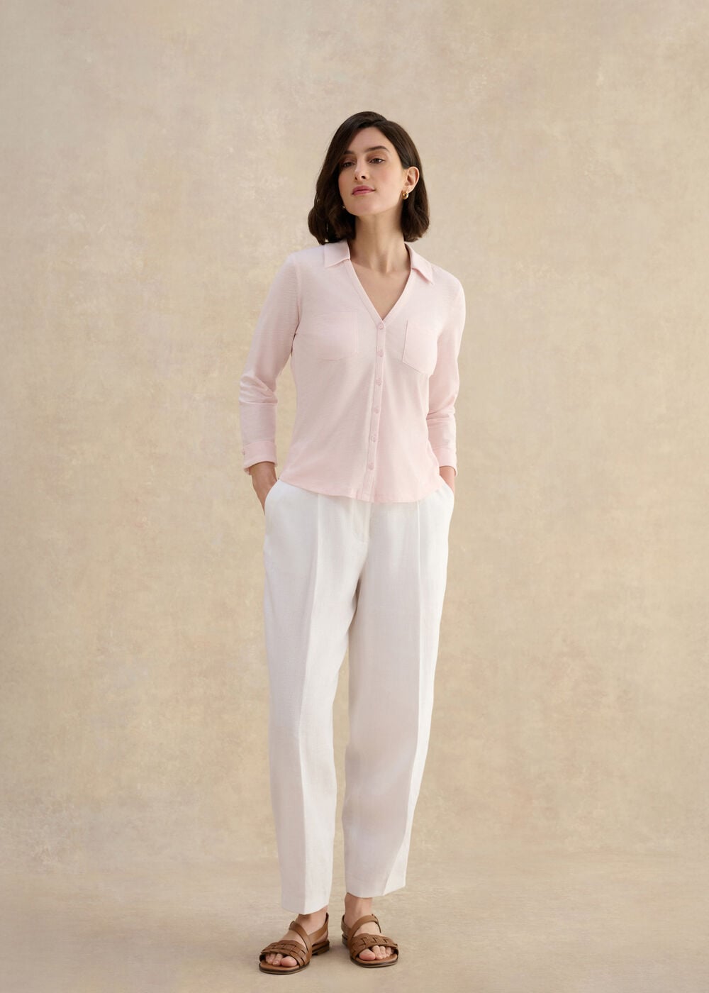 Zariah Cotton Slub 3/4 Sleeve Shirt