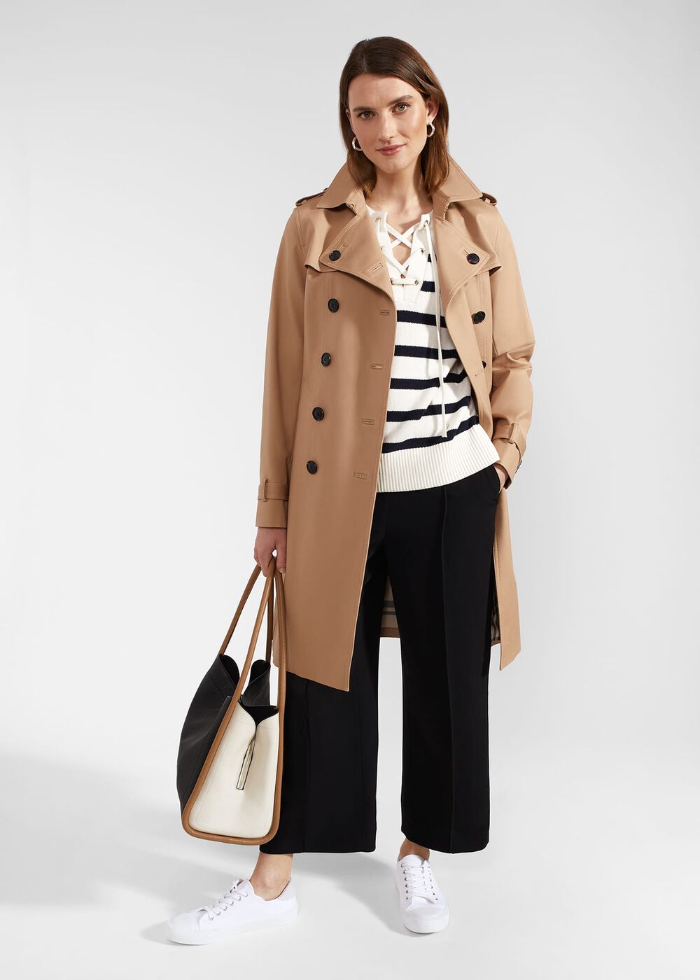 Danica Cotton Jumper, Ivory Navy, hi-res
