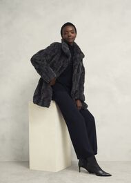 Briony Faux Fur Coat, Dark Charcoal, hi-res