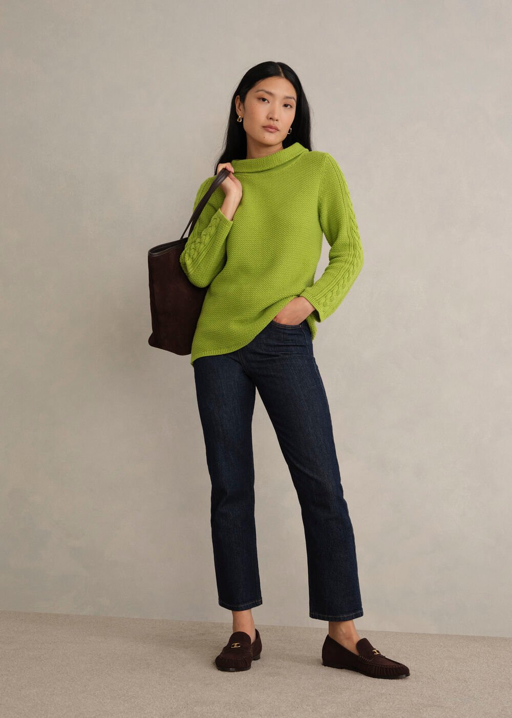 Camilla Cotton Jumper, Pear Green, hi-res