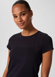 Lola Short Sleeve Top, Navy, hi-res