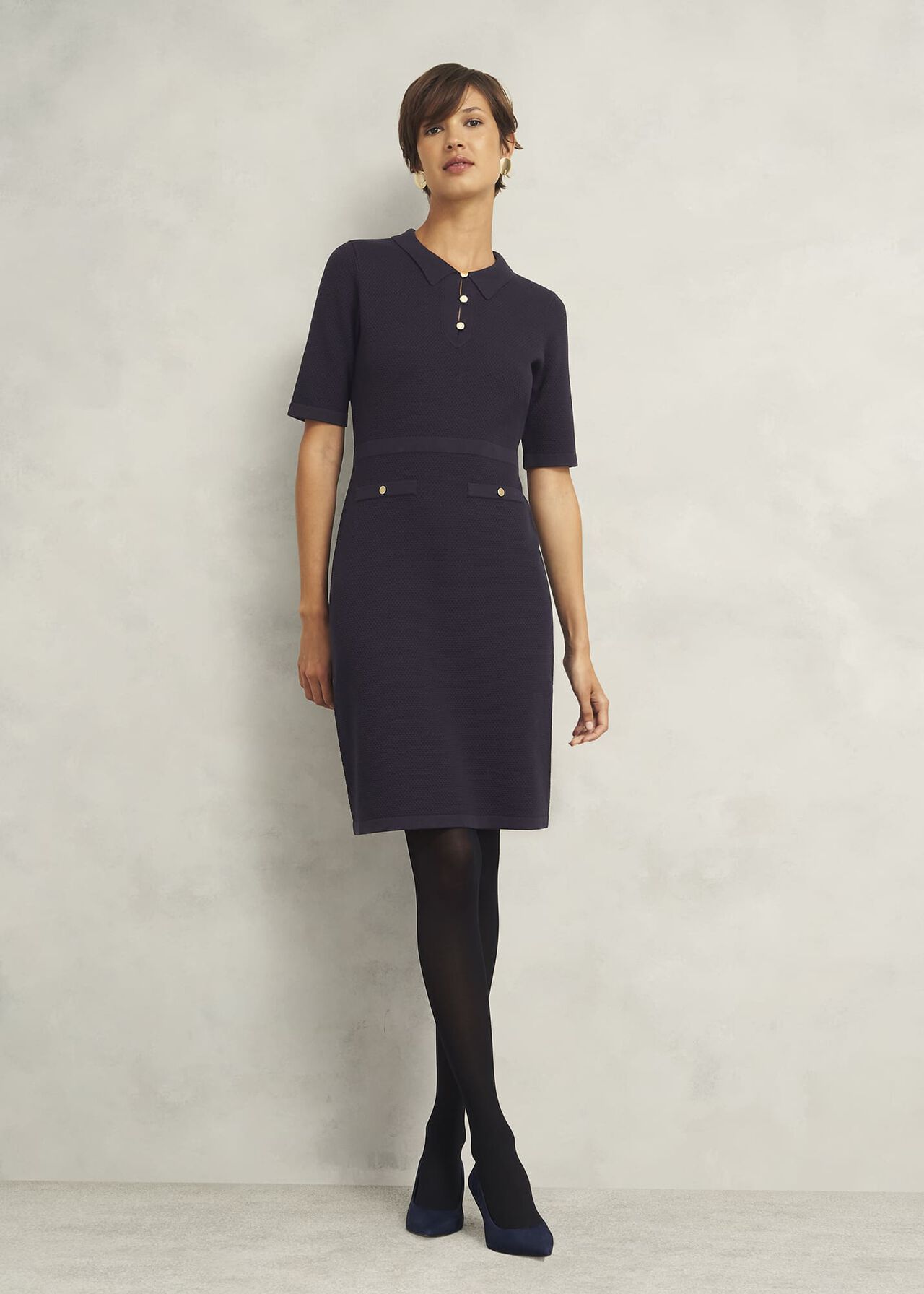 Niamh Knitted Dress, Hobbs Navy, hi-res