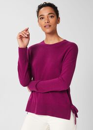 Marcia Tie Side Jumper, Bright Plum, hi-res