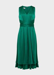Viola Satin Fit And Flare Dress, Meadow Green, hi-res