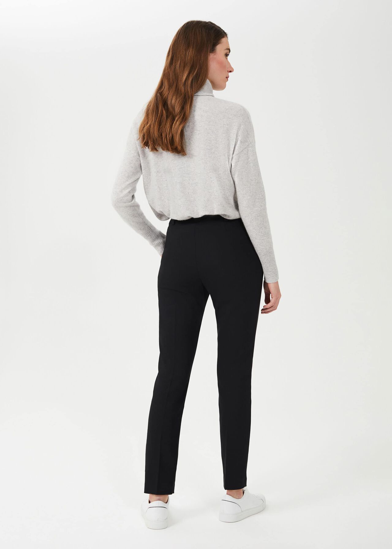 Petite Quin Tapered Trousers With Stretch, Black, hi-res