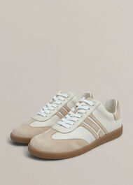Khloe Leather Trainers, Ivory Beige, hi-res