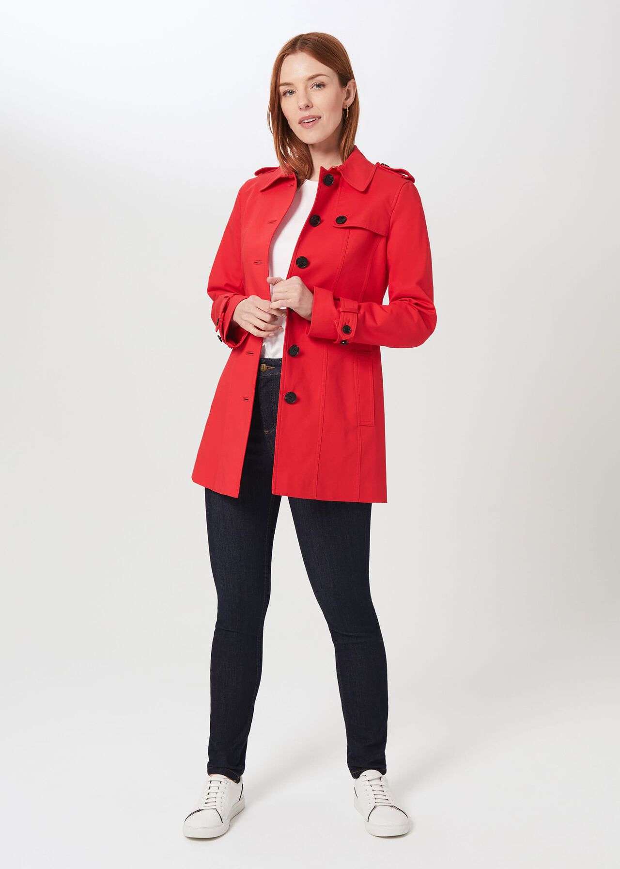 Ella Water Resistant Mac, Red, hi-res