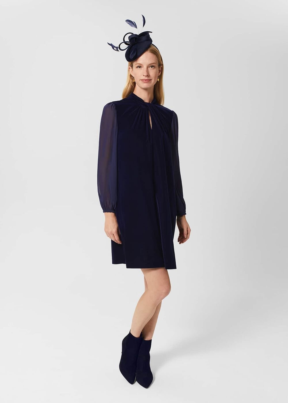 Zoe Fascinator, Navy, hi-res