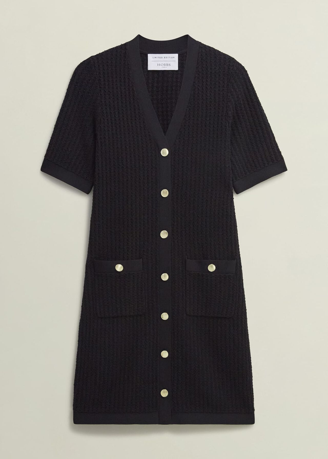 Tatton Cotton Blend Knitted Dress, Black, hi-res