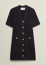 Tatton Cotton Blend Knitted Dress, Black, hi-res