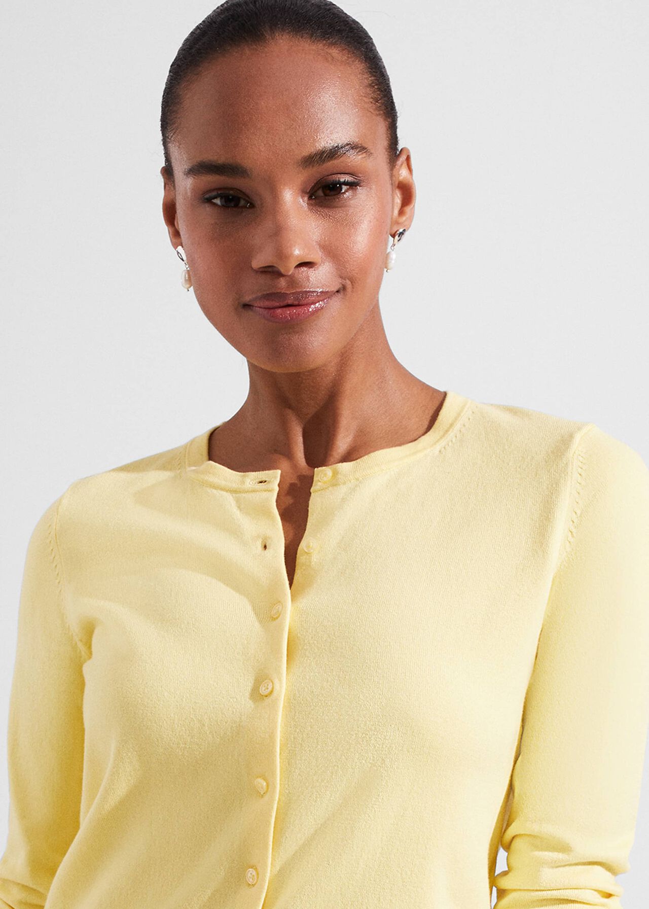 Michelle Cotton Cardigan, Lemon Zest, hi-res