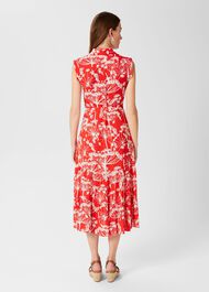 Esme Fit And Flare Dress, Coral Red Ivory, hi-res