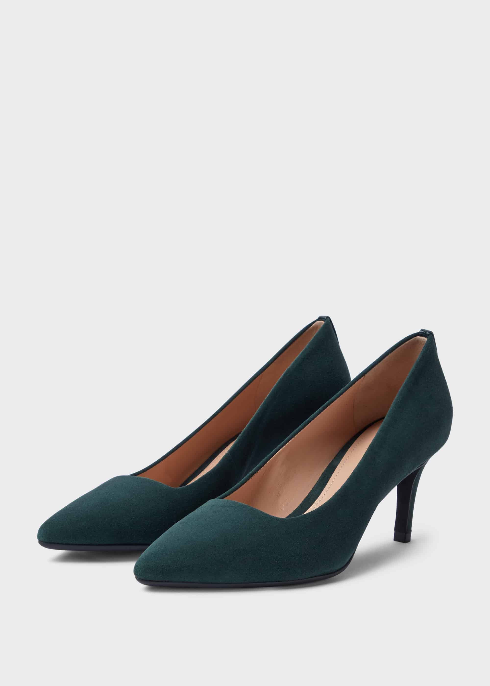 dark green suede court shoes
