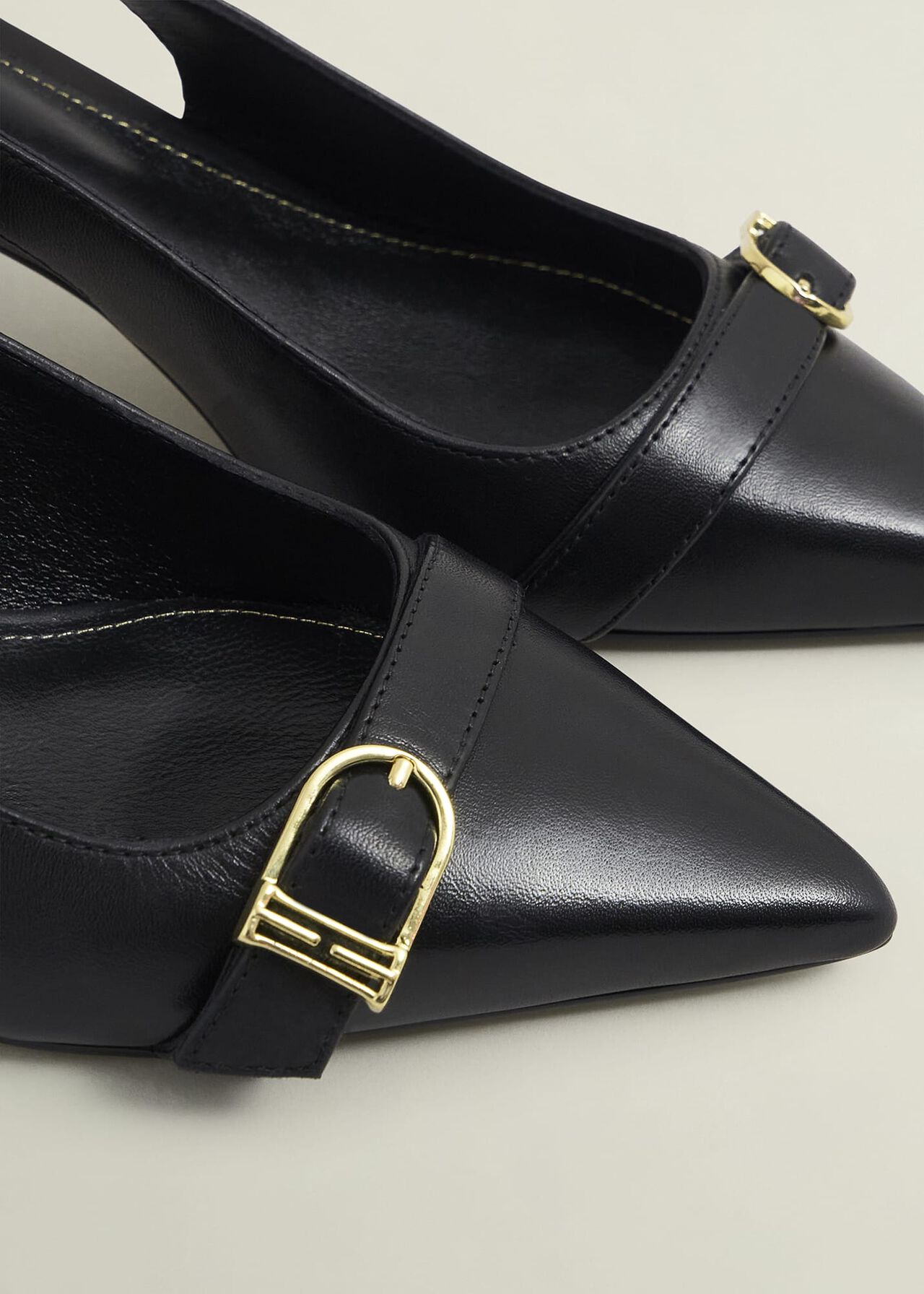 Jude Leather Slingbacks, Black, hi-res