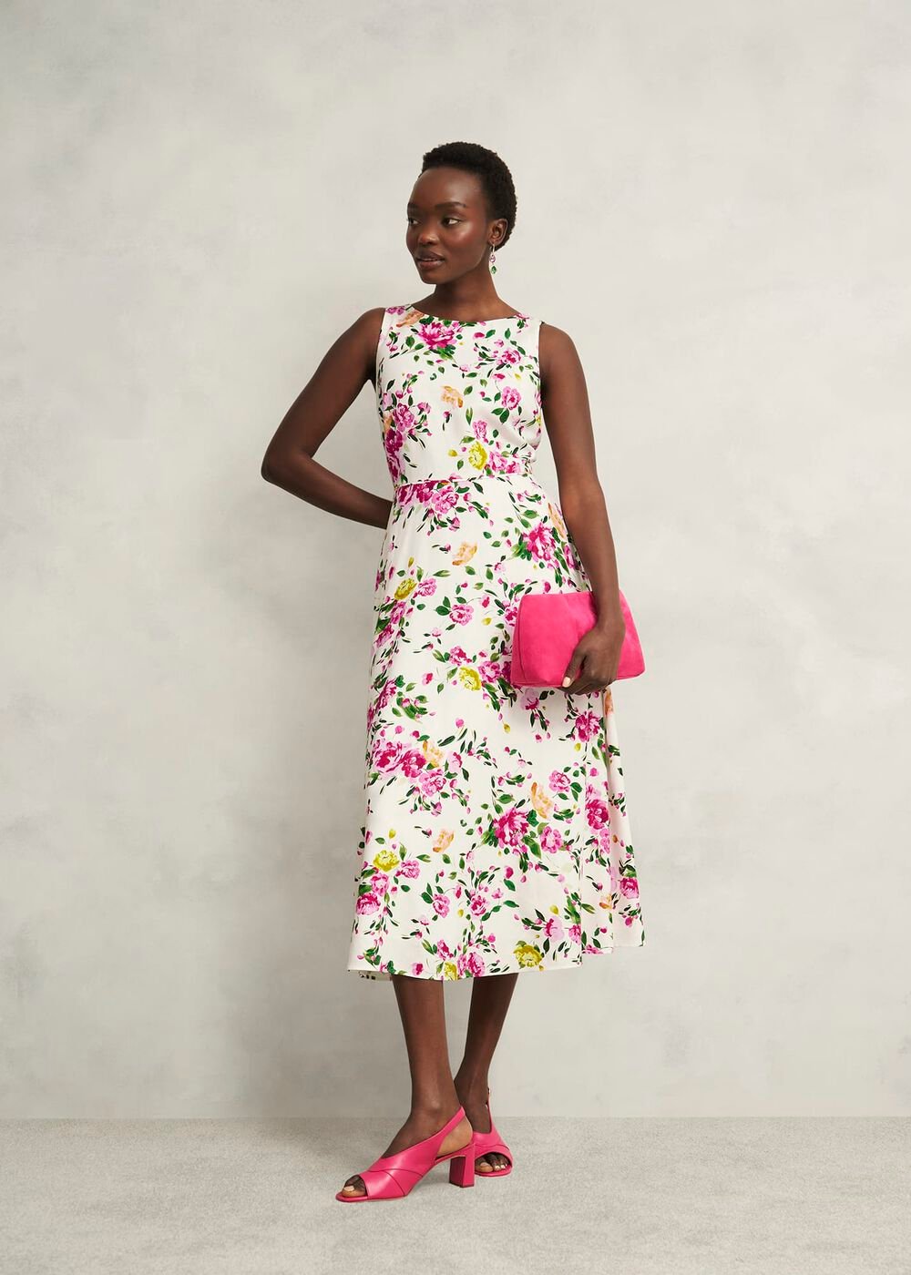 Carly Linen Dress, Ivory Multi, hi-res