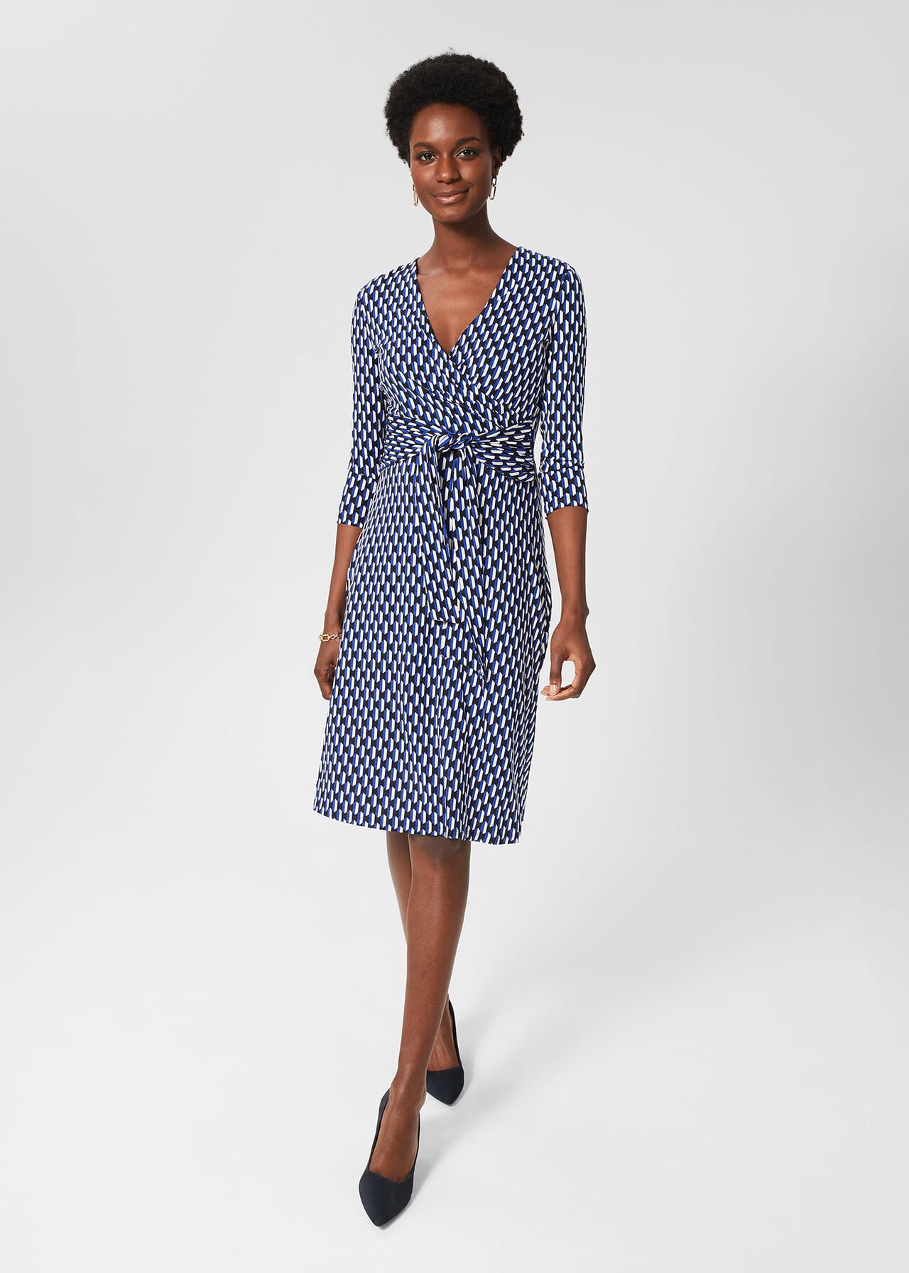 Dina Wrap Dress, Navy Multi, hi-res