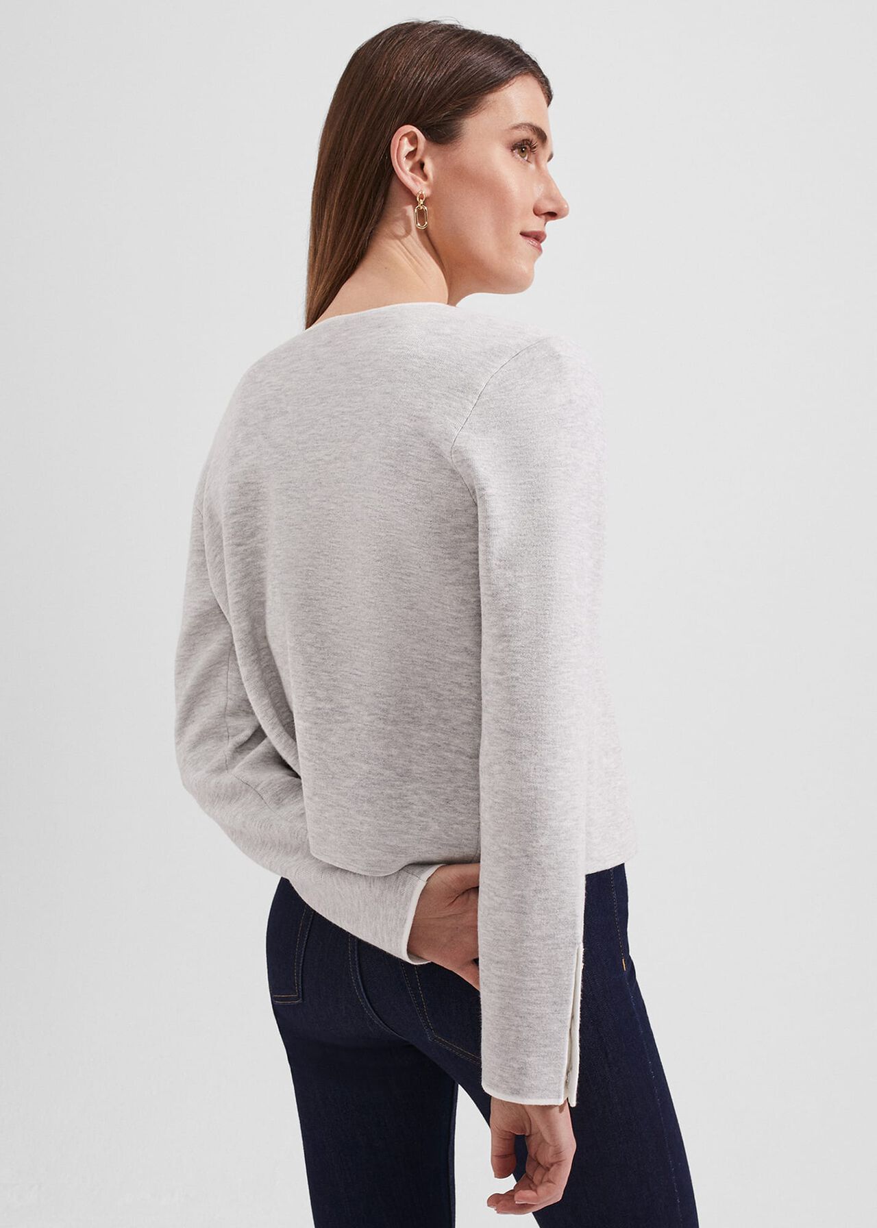 Darcy Knitted Jacket , Grey Ivory, hi-res