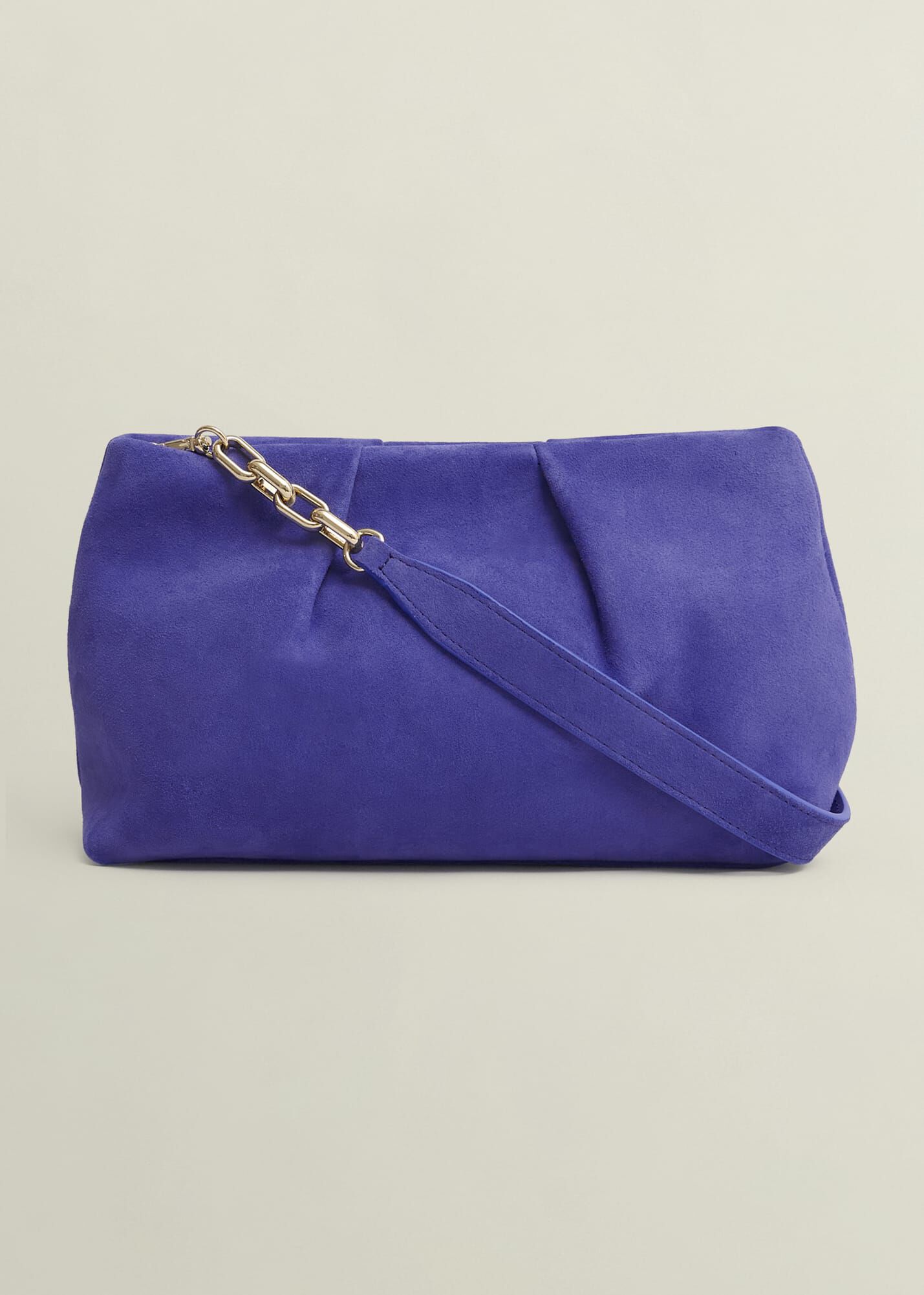 hobbs Clifton Suede Clutch Bag Allium Blue Online Clothing