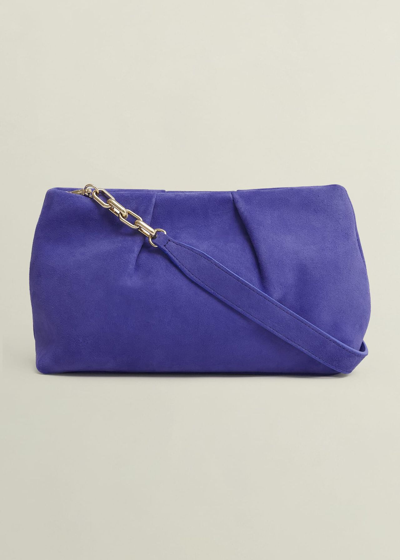 Clifton Suede Clutch Bag, Allium Blue, hi-res