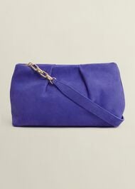 Clifton Suede Clutch Bag, Allium Blue, hi-res