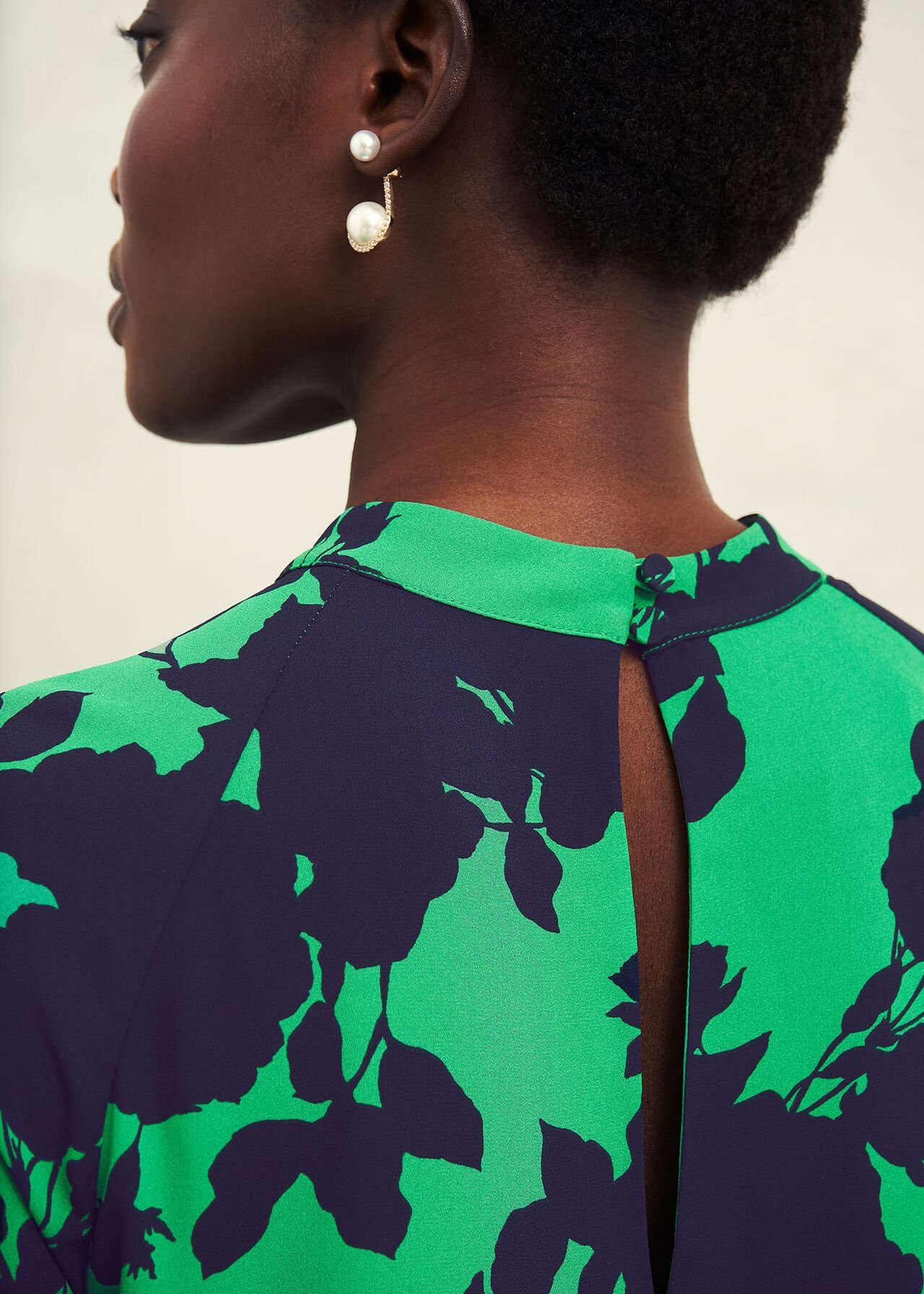 Georgia Dress, Green Navy, hi-res