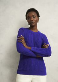 Lulu Cotton Jumper, Cobalt Blue, hi-res
