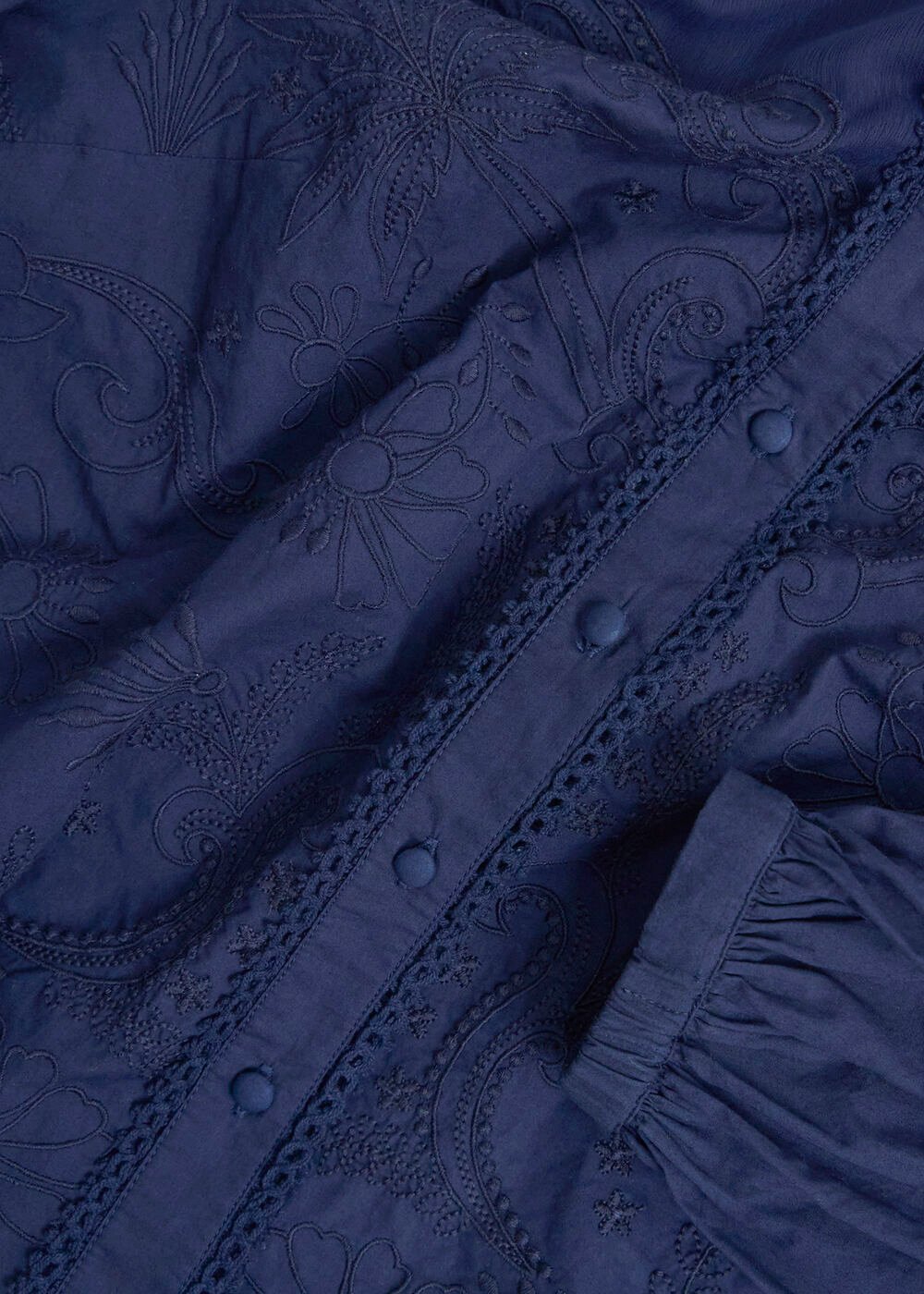 Becky Mixed Media Embroidered Shirt, Midnight Navy, hi-res