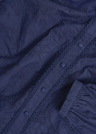 Becky Mixed Media Embroidered Shirt, Midnight Navy, hi-res