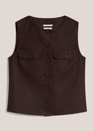 Lulu Linen Top, Bark Brown, hi-res