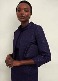 Prisha Sequin Tweed Jacket, Midnight Navy, hi-res