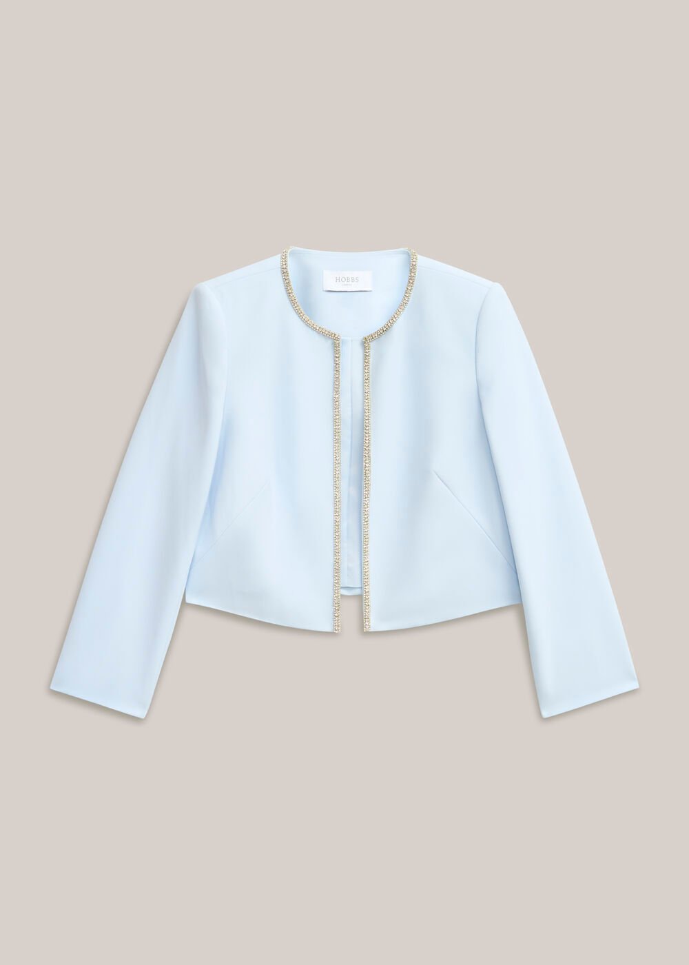 Beatrix Embellished Trimmed Jacket, Pale Blue, hi-res