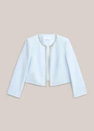 Beatrix Embellished Trimmed Jacket, Pale Blue, hi-res