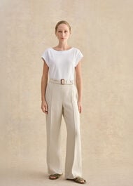 Zainah Linen Wide Leg Trousers, Neutral, hi-res