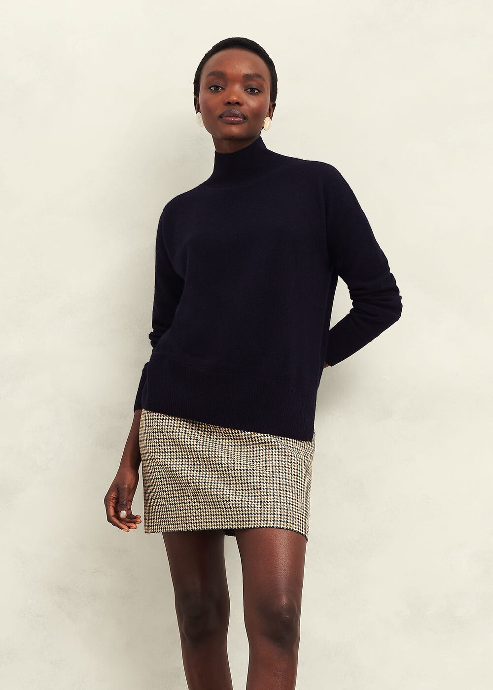 Marlena Cashmere Funnel Neck Sweater, Hobbs Navy, hi-res