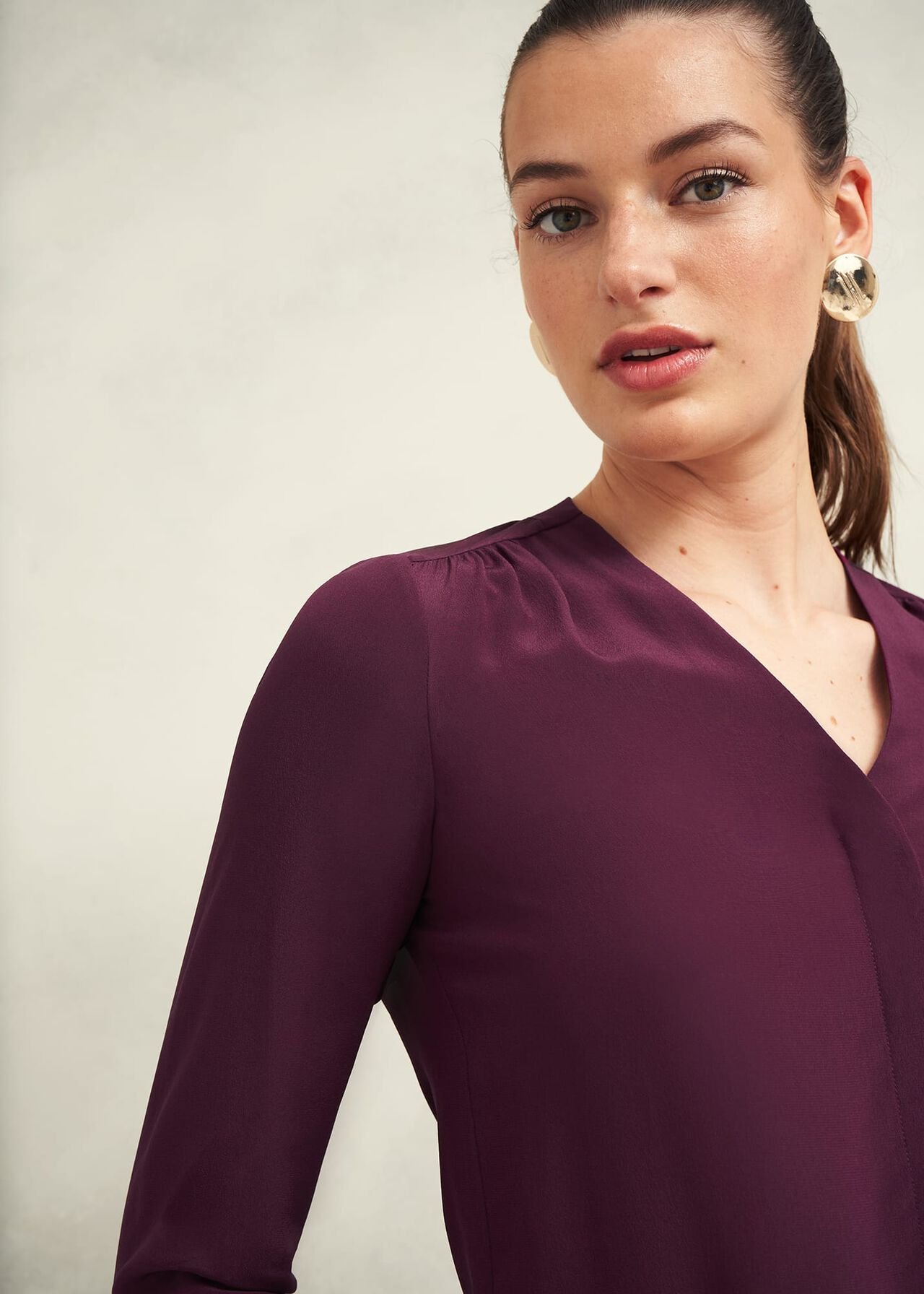 Mimi Silk Blouse, Warm Plum, hi-res