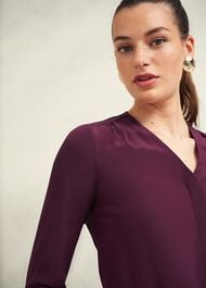 Mimi Silk Blouse, Warm Plum, hi-res