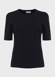 Eva Puff Sleeve T-Shirt, Navy, hi-res