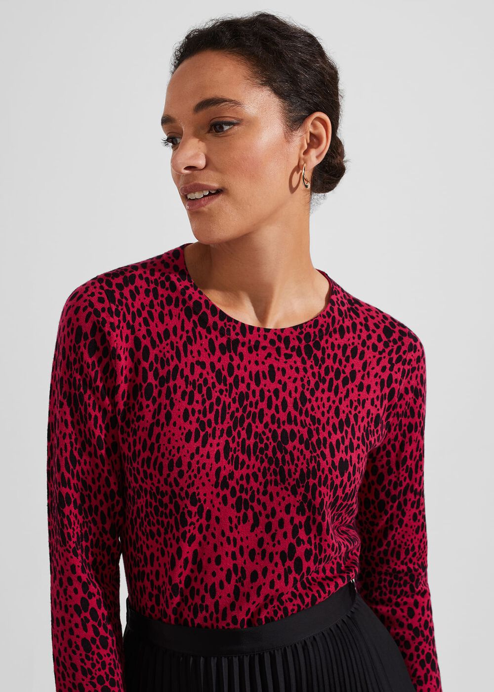 Harlow Cotton Blend Jumper, Cerise Black, hi-res